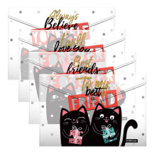 Папка-конверт на кнопке пластиковая ErichKrause® Feline Friends, A4 Папка-конверт на кнопке пластиковая ErichKrause® Feline Friends, A4