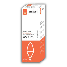 Лампа светодиодная BELSVET LED-М C37 5W 3000 К E14 (свеча) Лампа светодиодная BELSVET LED-М C37 5W 3000 К E14 (свеча)
