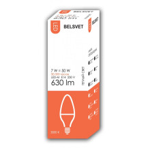 Лампа светодиодная BELSVET LED-М C37 7W 3000 К E14 (свеча) Лампа светодиодная BELSVET LED-М C37 7W 3000 К E14 (свеча)