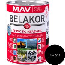 Грунт-эмаль BELAKOR 15 прямо по ржавчине 3 в 1 быстросохнущая RAL 9004 (чёрная) матовая 1,0 л. (0,9 кг) Грунт-эмаль BELAKOR 15 прямо по ржавчине 3 в 1 быстросохнущая RAL 9004 (чёрная) матовая 1,0 л. (0,9 кг)
