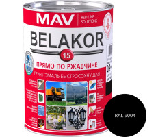 Грунт-эмаль BELAKOR 15 прямо по ржавчине 3 в 1 быстросохнущая RAL 9004 (чёрная) матовая 1,0 л. (0,9 кг)
