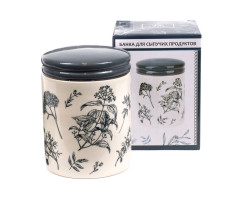 Банка для сыпучих продуктов керамика Herbal grey 630мл арт. L2520919 Китай