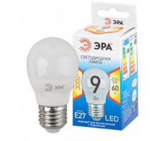 Лампа светодиодная стандарт ECO LED P45-10W-827-E27 ЭРА QX диод. шар, 9Вт, тепл., E27