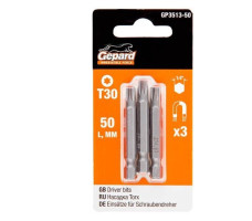 Насадка TORX T30 50мм 3шт GEPARD (GP3513-50) (бита звездочка шестилучевая звезда сталь S2 магнитная)