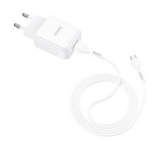 Cетевое зарядное устройство hoco N2 USB белый с кабелем micro