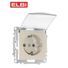 Розетка с крышкой с/з, кремовый, EL-BI Zena-Vega 609-010300-218