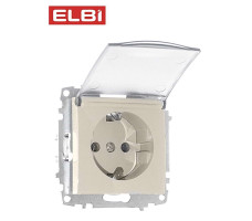 Розетка с крышкой с/з, кремовый, EL-BI Zena-Vega 609-010300-218