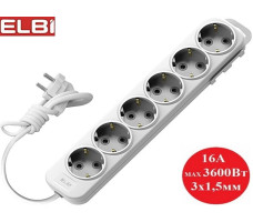 Удлинитель EL-BI Myra 6гн3м c/з 527-010203-621 Белый Турция