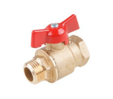 Кран шаровый 1/2" нар.-вн. бабочка PN1,6 МПа, 11Б27п5, Цветлит