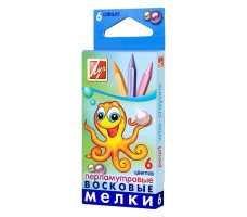 Восковые мелки перламутровые шестигранные 6 цв