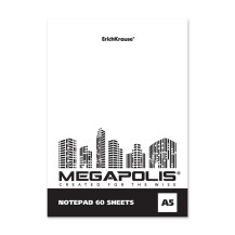 Блокнот на клею ErichKrause® MEGAPOLIS® Blanc, А5, 60 листов, без линовки Блокнот на клею ErichKrause® MEGAPOLIS® Blanc, А5, 60 листов, без линовки