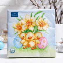 Салфетки Art Bouquet 3 слойный Пасхальные утята 33х33 арт. 6810