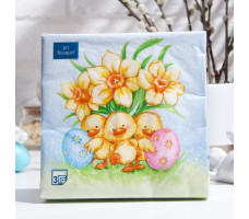 Салфетки Art Bouquet 3 слойный Пасхальные утята 33х33 арт. 6810