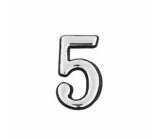 Цифра дверная "5" хром