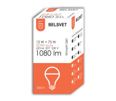 Лампа светодиодная BELSVET LED-M A60 12 W 3000 K E27 (Груша)