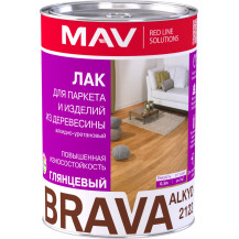 Лак BRAVA ALKYD 2122 для паркета и изделий из древесины (АУ-2122) бесцветный глянцевый 1,0 л (0,7 кг)