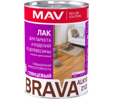 Лак BRAVA ALKYD 2122 для паркета и изделий из древесины (АУ-2122) бесцветный глянцевый 1,0 л (0,7 кг)