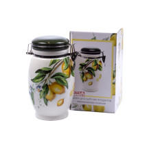 Банка для сып. продуктов керам. Лимоны с клипсой 11,5*11,5*19,9 см 1.1л арт. HC5006A-Q51 Банка для сып. продуктов керам. Лимоны с клипсой 11,5*11,5*19,9 см 1.1л арт. HC5006A-Q51
