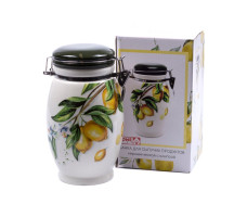 Банка для сып. продуктов  керам. Лимоны с клипсой 11,5*11,5*19,9 см 1.1л арт. HC5006A-Q51