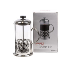 Кофейник с прессом стеклянный металлический, WY-S415A-600 0,6л арт. B4U4 Китай