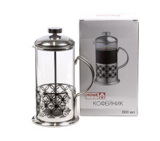 Кофейник с прессом стеклянный металлический, WY-S415A-600 0,6л арт. B4U4 Китай