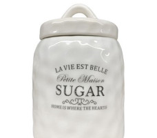 Банка для сыпучих продуктов керамическая Sugar 11х11х15,5 см 0.7л арт. HC21A48-S