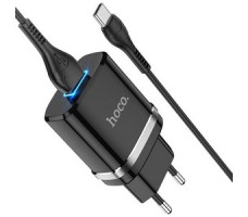 Cетевое зарядное устройство hoco N1 USB черный с кабелем Type-C