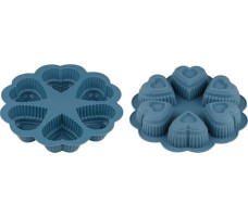 Форма для выпечки, силиконовая, круглая на 6 сердец, 25 х 4.5 см, BLUESTONE, PERFECTO LINEA