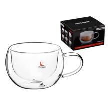 Кружка стеклянная с двойными стенками, 300 мл, серия CAPPUCCINO, PERFECTO LINEA (Чашка стеклянная, ручной работы, с двойными стенками из боросиликатно