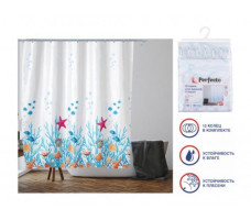 Шторка для ванной PERFECTO LINEA Harmony подводный мир 180х180см арт.36-118009