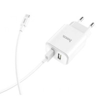 Cетевое зарядное устройство hoco C62A 2USB порта белый с кабелем Type-C Cетевое зарядное устройство hoco C62A 2USB порта белый с кабелем Type-C