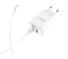 Cетевое зарядное устройство hoco C62A 2USB порта белый с кабелем Type-C