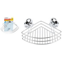Полка для принадлежностей на вакуумных присосках, угловая, хром. сталь, FIX LOCK, PERFECTO LINEA (262x190x100 мм) Полка для принадлежностей на вакуумных присосках, угловая, хром. сталь, FIX LOCK, PERFECTO LINEA (262x190x100 мм)