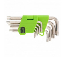 Набор ключей имбусовых Tamper-Torx, 9 шт: ТT10-ТT50,45x, закаленные, короткие, никель Сибртех