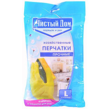 Перчатки латексные хозяйственные L Чистый дом Перчатки латексные хозяйственные L Чистый дом