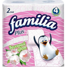 FAMILIA PLUS бумага туалетная белая двухслойная Весенний цвет 4шт