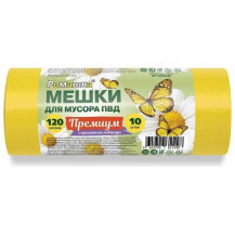 Мешки для мусора Премиум Ромашка желтые 120л 10шт арт.ВР-0056 Мешки для мусора Премиум Ромашка желтые 120л 10шт арт.ВР-0056
