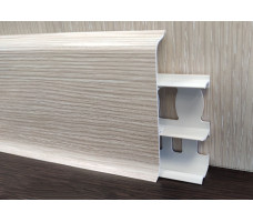 Плинтус с кабель-каналами Деконика 255 Ясень бьянко 70мм 2,2м