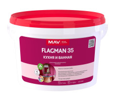 Краска FLAGMAN 35 кухня и ванная (ВД-АК-2035) белая полуглянцевая 3 л (3,3 кг)