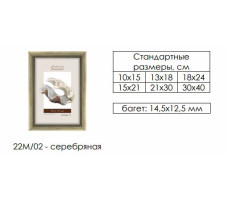 Рамка пласт. со стеклом серебряная 21х30 арт.22М/02