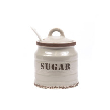 Банка для сыпучих продуктов керамическая Sugar 0.24л с ложкой арт. LF13294-Grey Банка для сыпучих продуктов керамическая Sugar 0.24л с ложкой арт. LF13294-Grey