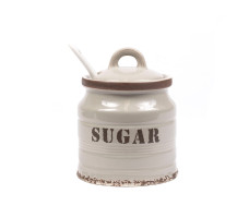 Банка для сыпучих продуктов керамическая Sugar 0.24л с ложкой арт. LF13294-Grey