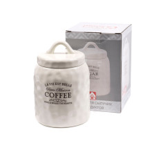 Банка для сыпучих продуктов керамическая Coffee 11х11х15,5 см 0.7л арт. HC21A48-C Банка для сыпучих продуктов керамическая Coffee 11х11х15,5 см 0.7л арт. HC21A48-C