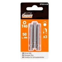 Насадка TORX T40 50мм 3шт GEPARD (GP3514-50) (бита звездочка шестилучевая звезда сталь S2 магнитная) Насадка TORX T40 50мм 3шт GEPARD (GP3514-50) (бита звездочка шестилучевая звезда сталь S2 магнитная)