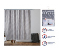 Шторка для ванной PERFECTO LINEA Harmony геометрия серая 180х180см арт.36-118014