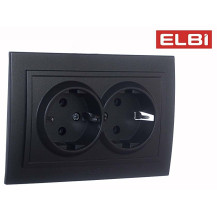 Розетка 2-я с/з, дымчатый EL-BI Zena 500-011120-907 Розетка 2-я с/з, дымчатый EL-BI Zena 500-011120-907