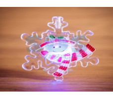 Снеговик на снежинке" RGB на присоске (Класс защиты 3, IP20, Тип питания: батарейки) (NEON-NIGHT)