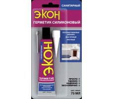 Герметик силиконовый санитарный "ЭКОН" (белый), 75 мл.