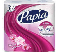 PAPIA бумага туалетная белая трехслойная Secret Garden 4шт.