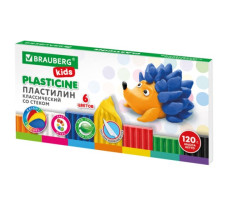 Пластилин BRAUBERG со стеком 106435 6 шт.